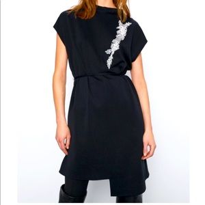 NWT Zara bejeweled asymmetrical hem dress
